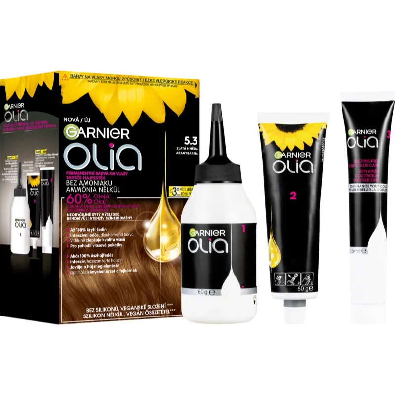 Garnier Olia Big Kit перманентната боя за коса цвят 5.3 Golden Brown 1 бр.