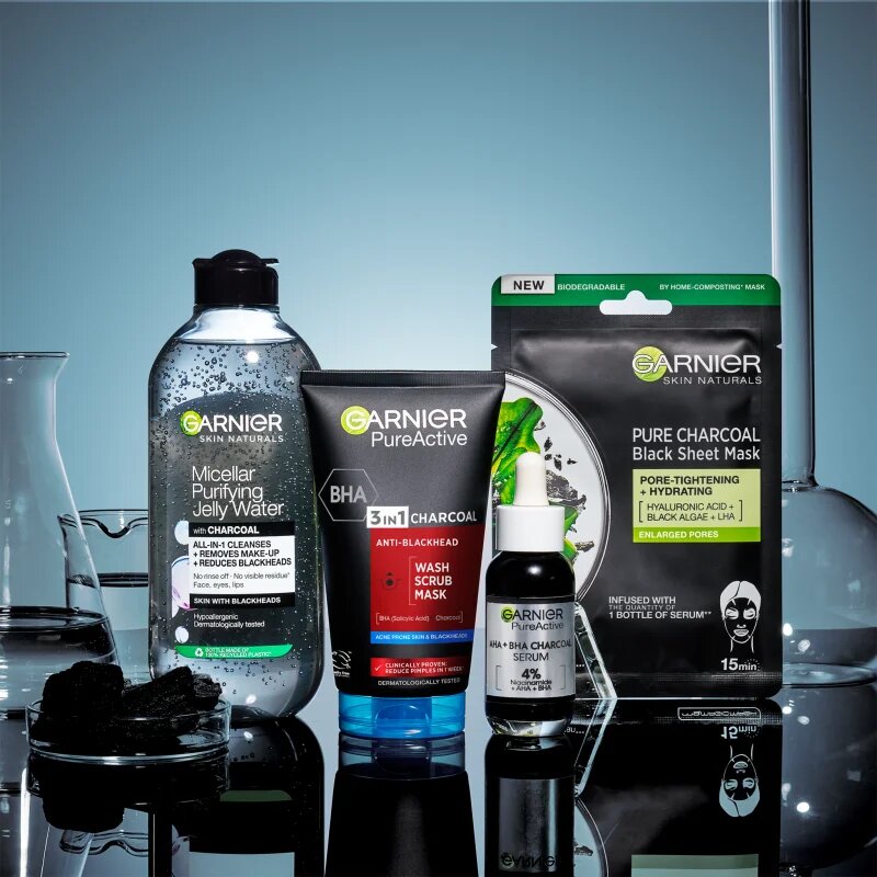 Garnier Pure Active Charcoal почистващ гел 3 в 1 против черни точки 150 мл.