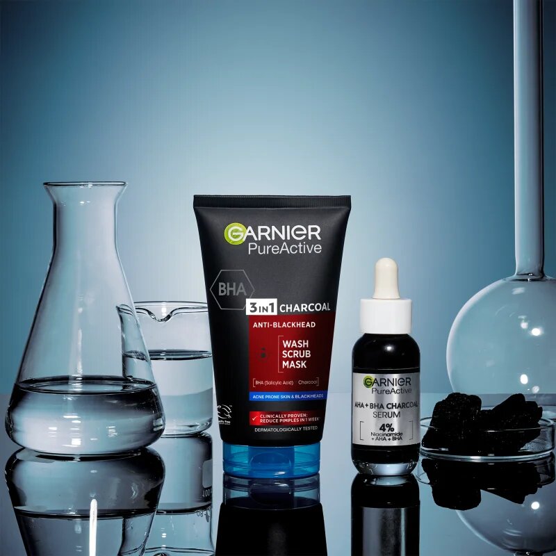 Garnier Pure Active Charcoal почистващ гел 3 в 1 против черни точки 150 мл.