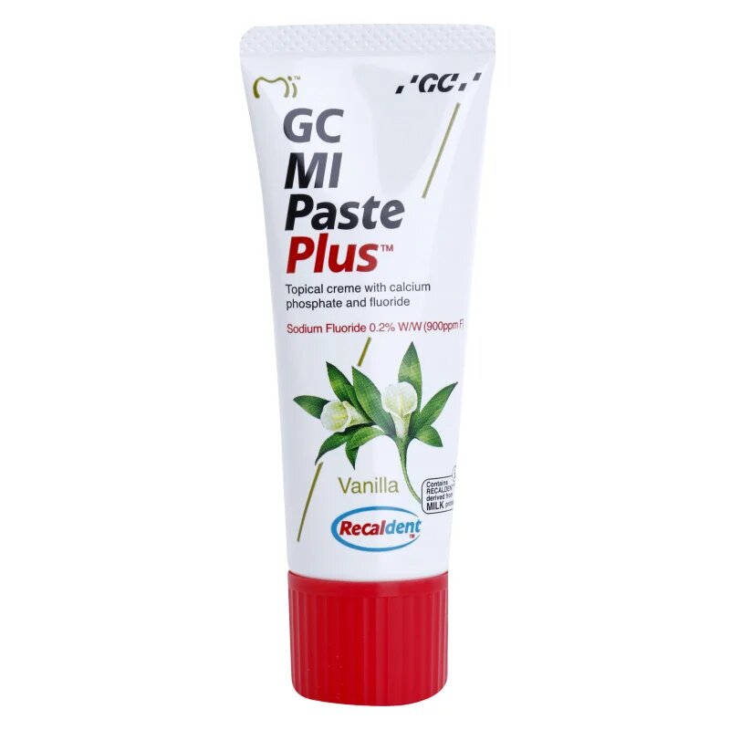 GC MI Paste Plus реминализиращ защитен крем за чувствителни зъби с флуорид вкус Vanilla 35 мл.
