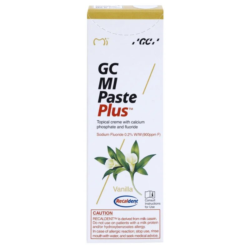 GC MI Paste Plus реминализиращ защитен крем за чувствителни зъби с флуорид вкус Vanilla 35 мл.