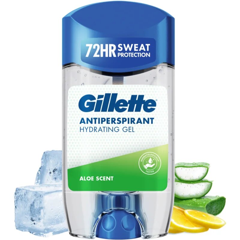 Gillette Antiperspirant Hydrating Gel Aloe Scent гел против изпотяване с хидратиращ ефект за мъже 70 мл.