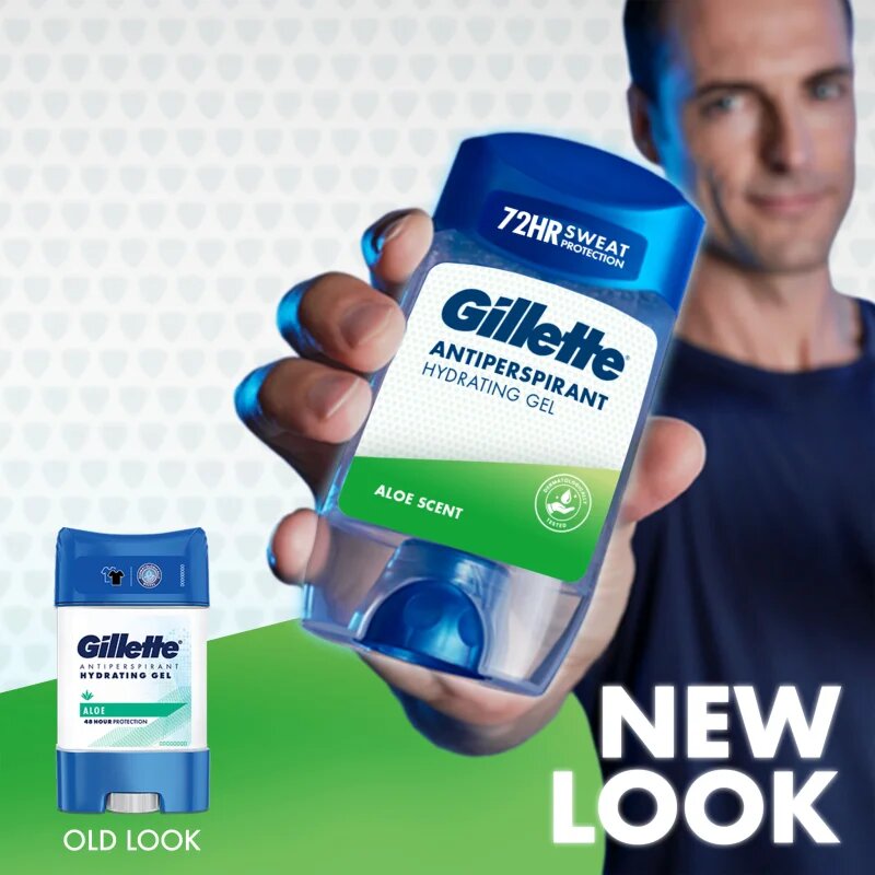 Gillette Antiperspirant Hydrating Gel Aloe Scent гел против изпотяване с хидратиращ ефект за мъже 70 мл.