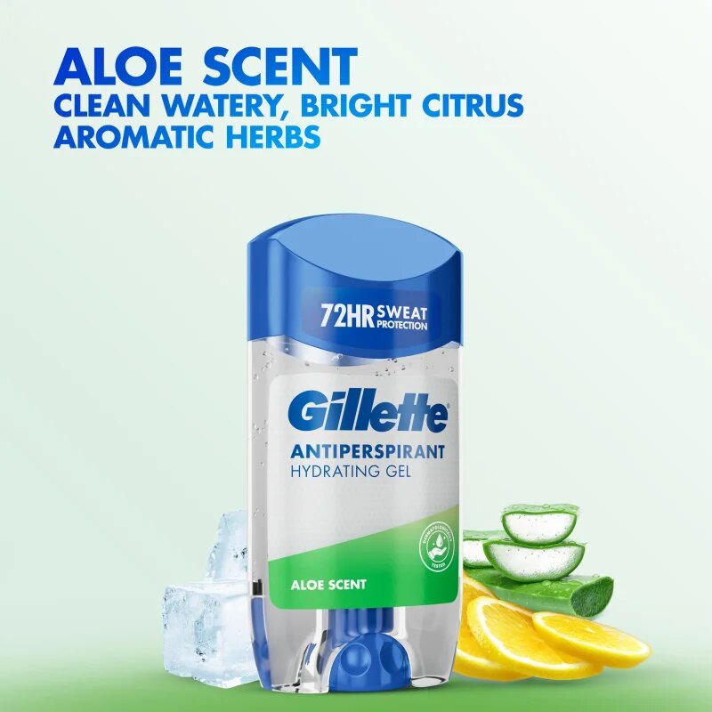 Gillette Antiperspirant Hydrating Gel Aloe Scent гел против изпотяване с хидратиращ ефект за мъже 70 мл.