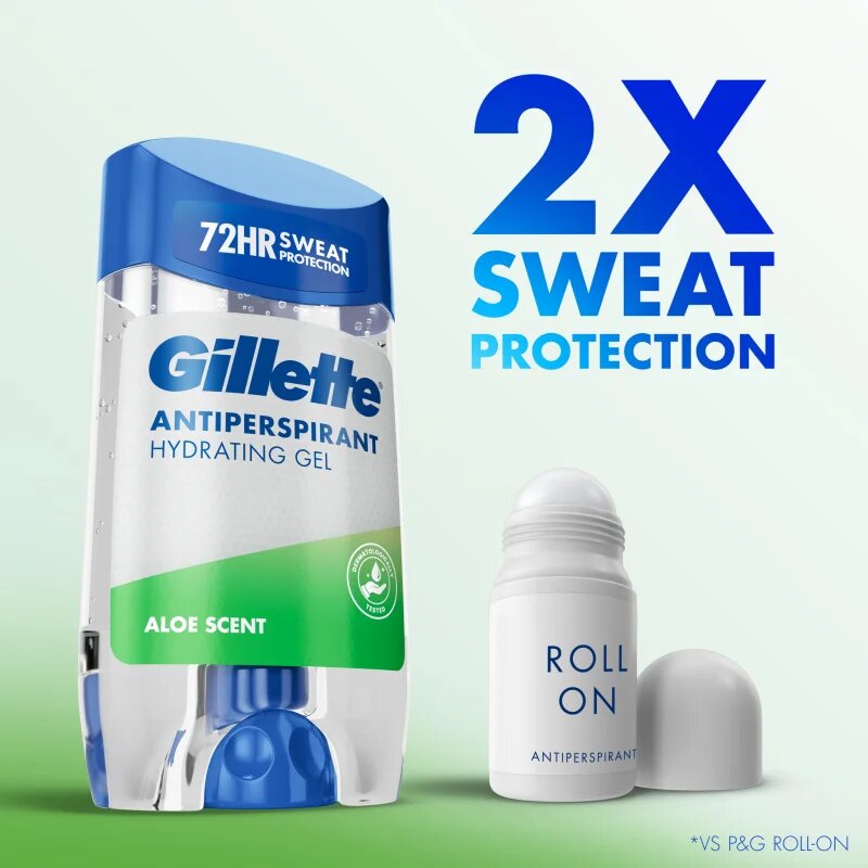 Gillette Antiperspirant Hydrating Gel Aloe Scent гел против изпотяване с хидратиращ ефект за мъже 70 мл.