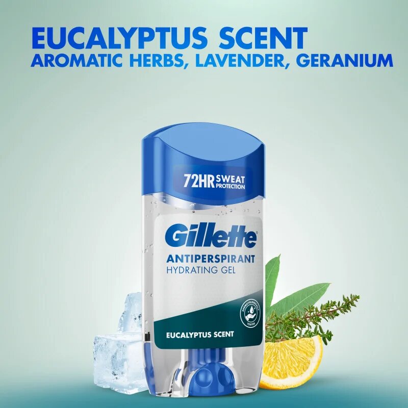 Gillette Antiperspirant Hydrating Gel Eucalyptus Scent гел против изпотяване с хидратиращ ефект за мъже 70 мл.