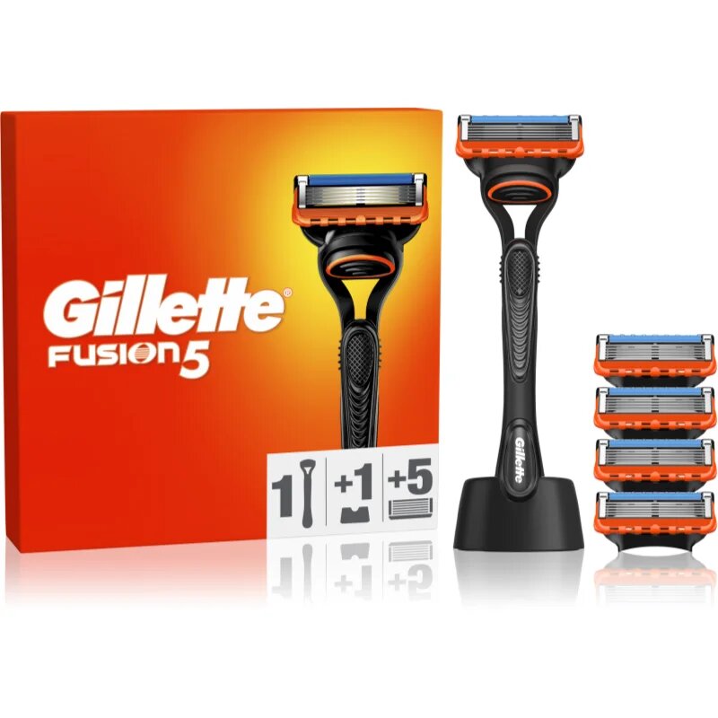 Gillette Fusion5 самобръсначка с поставка + резервни ножчета 5 бр.