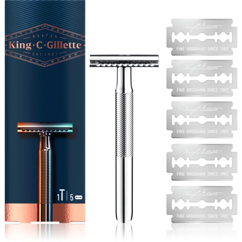 Gillette King C. Double Edge самобръсначка + резервни ножчета 5 бр.
