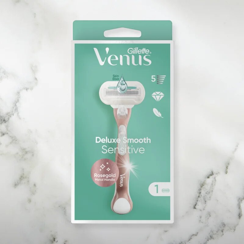 Gillette Venus Deluxe Smooth Sensitive самобръсначка + резервни остриета RoseGold 3 бр.