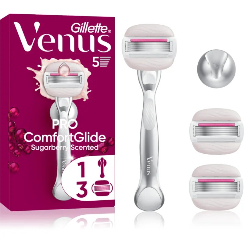 Gillette Venus PRO ComfortGlide Sugarberry дамски епилатор с държач за душ + резервни ножчета