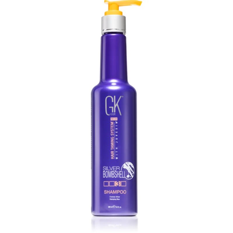 GK Hair Silver Bombshell шампоан за руса коса неутрализиращ кафеникавите оттенъци 280 мл.