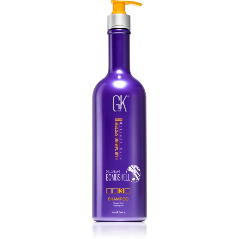 GK Hair Silver Bombshell шампоан за руса коса неутрализиращ кафеникавите оттенъци 710 мл.