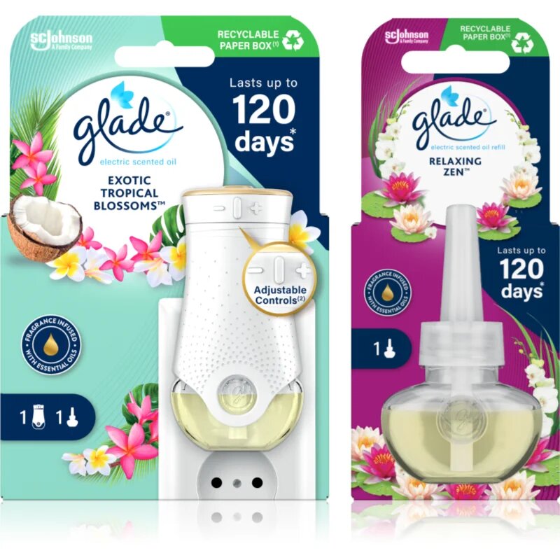 Glade Electric scented oil Exotic Tropical Blossom + Relaxing Zen изгодна опаковка 3 бр.