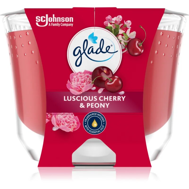 Glade Luscious Cherry & Peony ароматна свещ 204 гр.