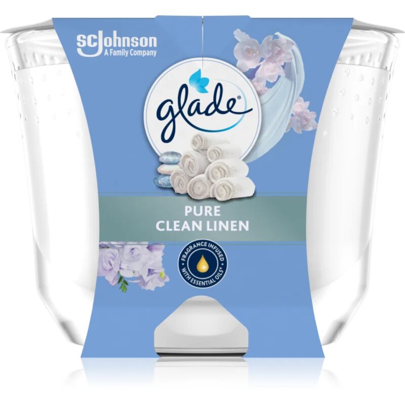 Glade Pure Clean Linen ароматна свещ 204 гр.