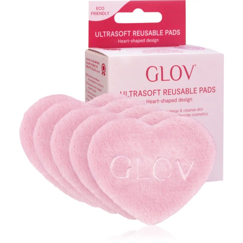 GLOV Heart-Shaped Ultrasoft тампони за почистване на грим които могат да се перат 5 бр.