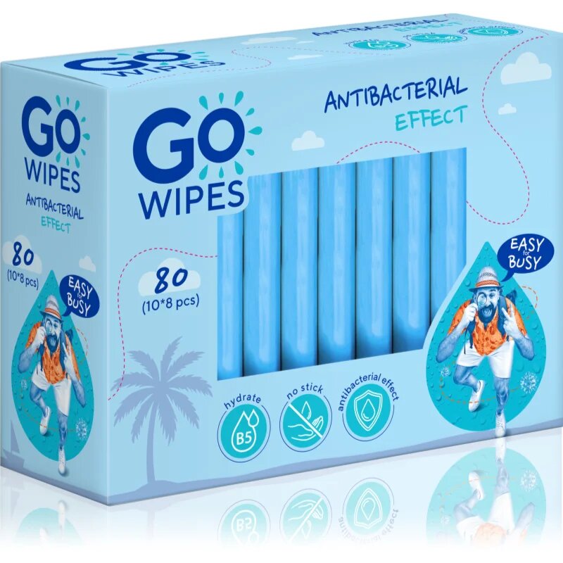 GoWipes Anti-Bacterial Effect освежаващи мокри кърпички с антибактериално действие 10x8 бр.
