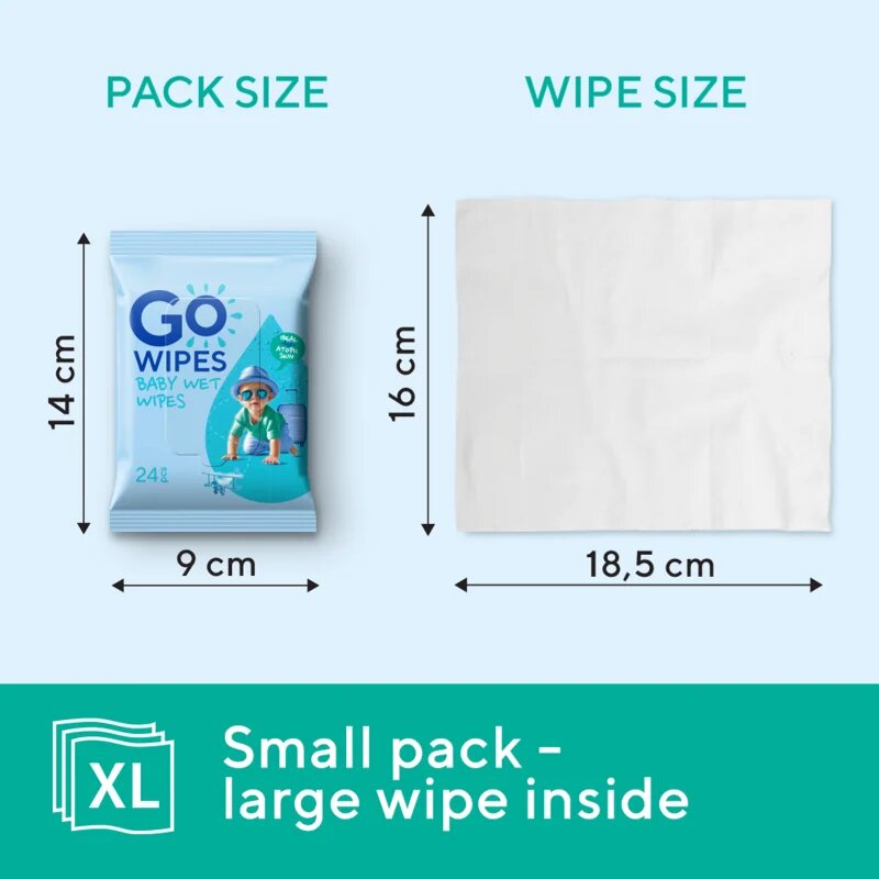 GoWipes Baby Wet Wipes нежни мокри кърпички за бебета за много суха чуствителна и атопична кожа 24 бр.