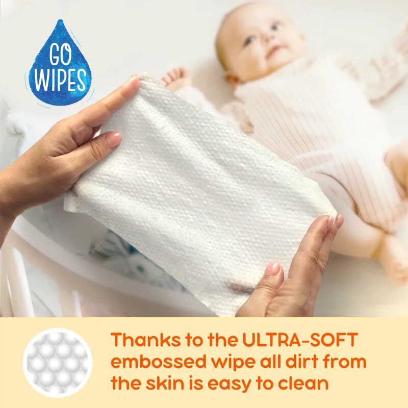 GoWipes Cleanse & Cream Sweet Almond Milk нежни мокри кърпички за бебета за чувствителна кожа алое вера 0+ 50 бр.