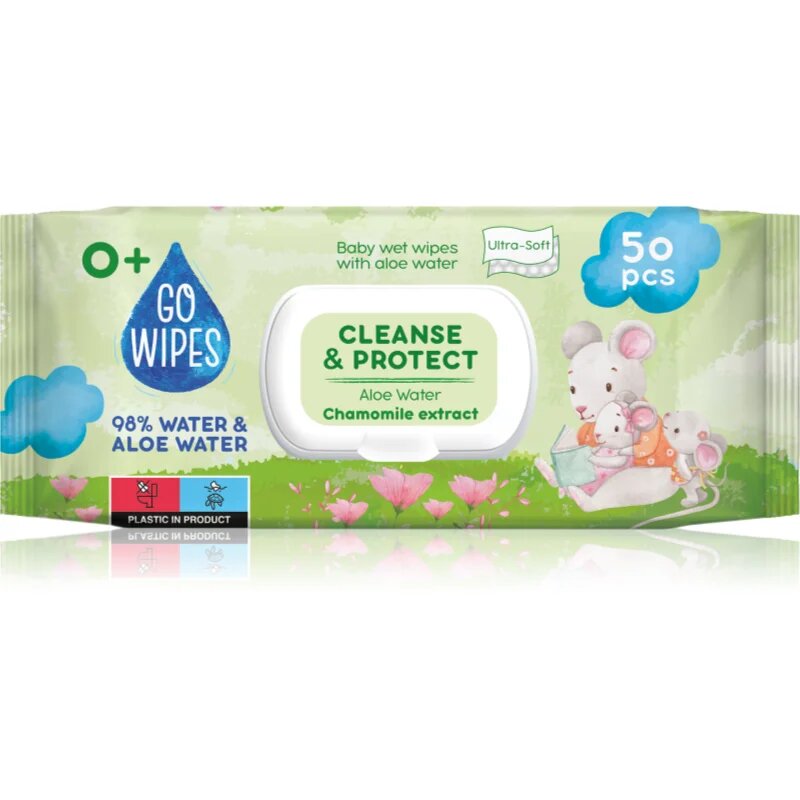GoWipes Cleanse & Protect Chamomile extract нежни мокри кърпички за бебета с алое вера 50 бр.
