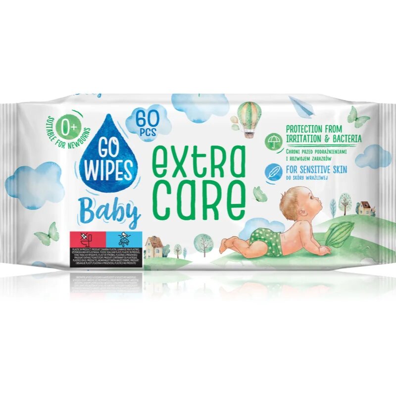 GoWipes Extra Care мокри почистващи кърпички за деца за чувствителна кожа 0+ 60 бр.