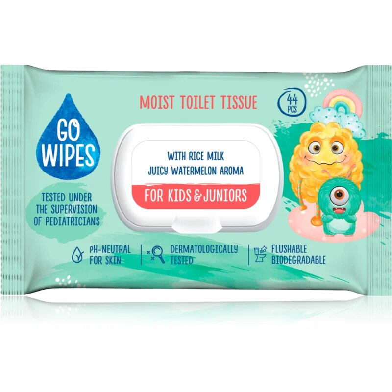 GoWipes For Kids & Juniors влажна тоалетна хартия за чувствителна кожа за деца 44 бр.