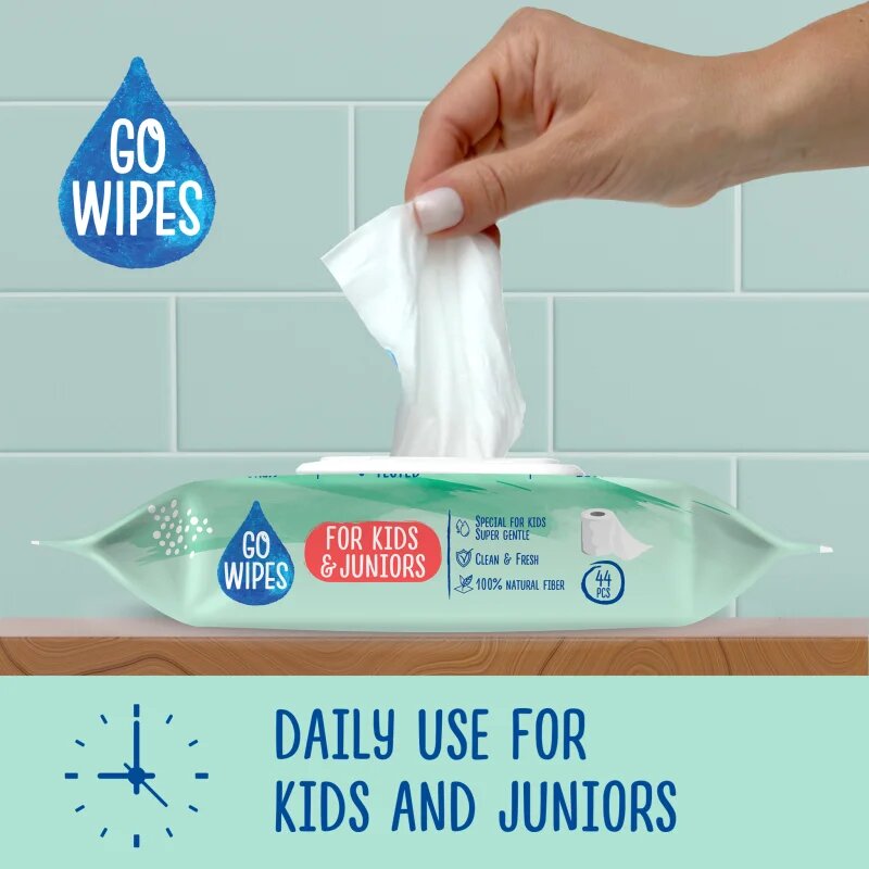 GoWipes For Kids & Juniors влажна тоалетна хартия за чувствителна кожа за деца 44 бр.