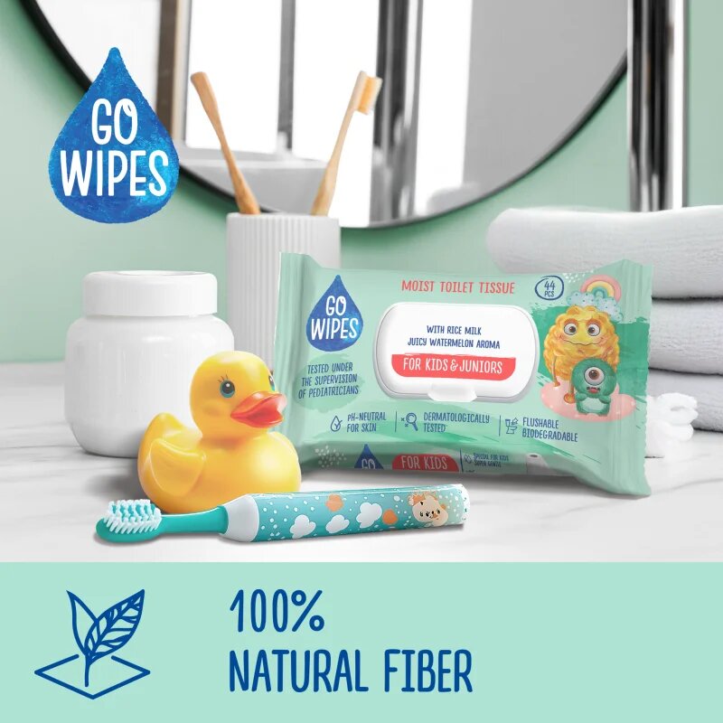 GoWipes For Kids & Juniors влажна тоалетна хартия за чувствителна кожа за деца 44 бр.