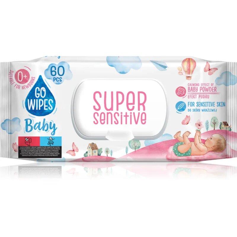 GoWipes Super Sensitive мокри почистващи кърпички за деца за чувствителна кожа 0+ 60 бр.