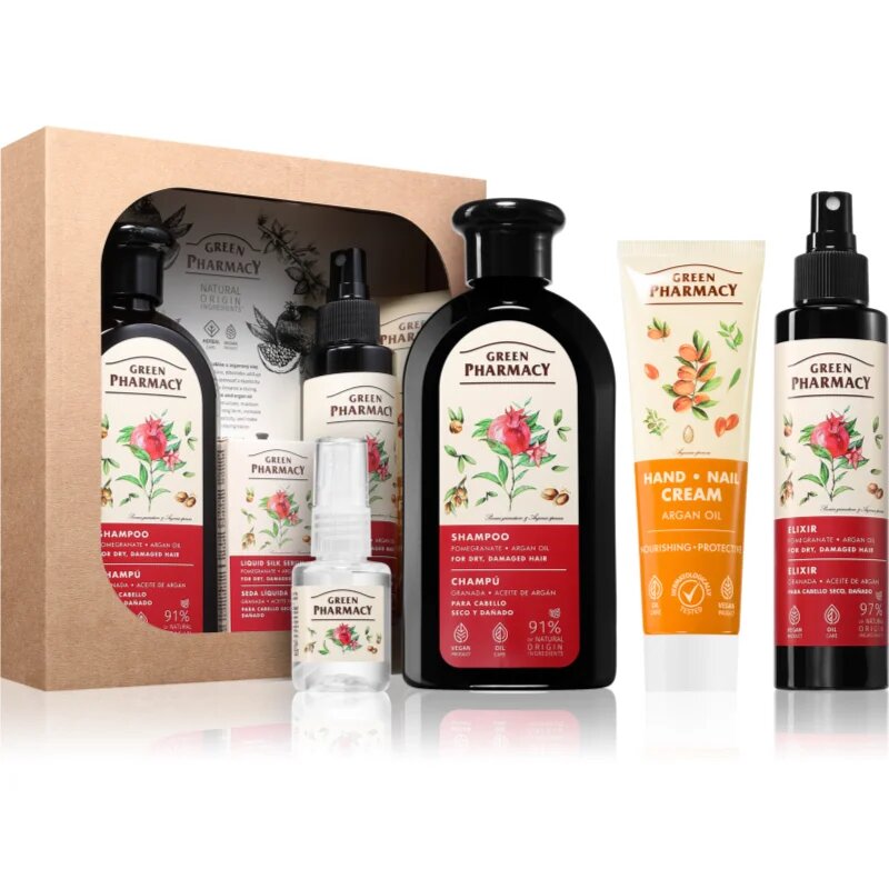 Green Pharmacy Argan Oil & Pomegranate Set подаръчен комплект за екстремно суха коса