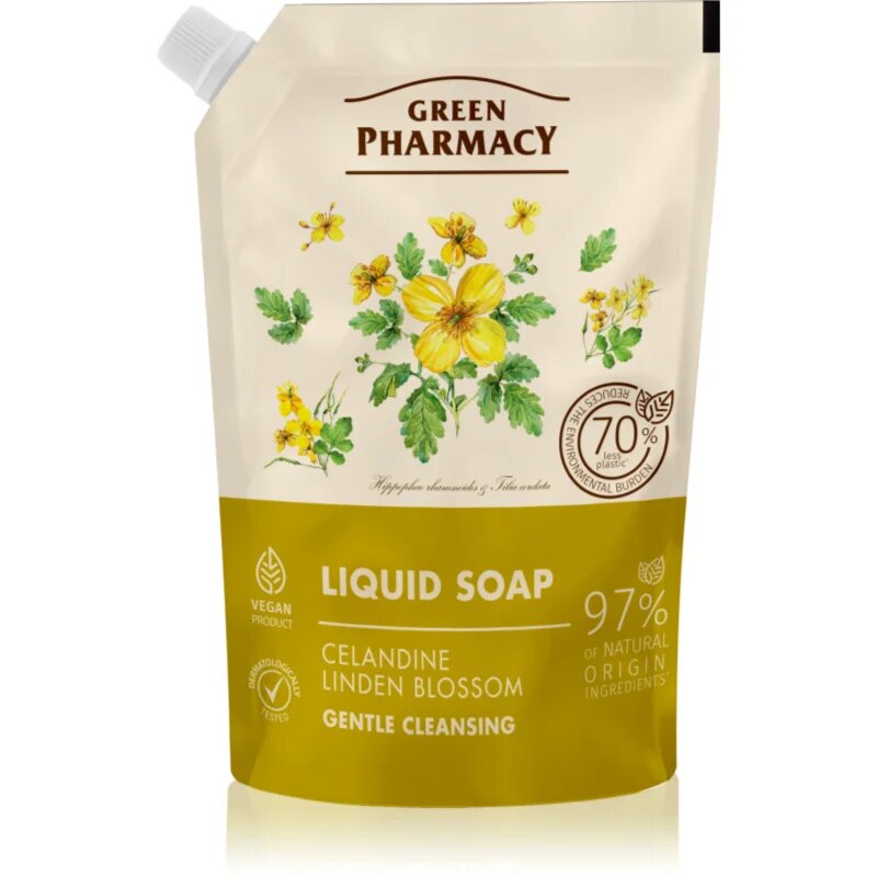 Green Pharmacy Celandine & Linden течен сапун за ръце пълнител 460 мл.