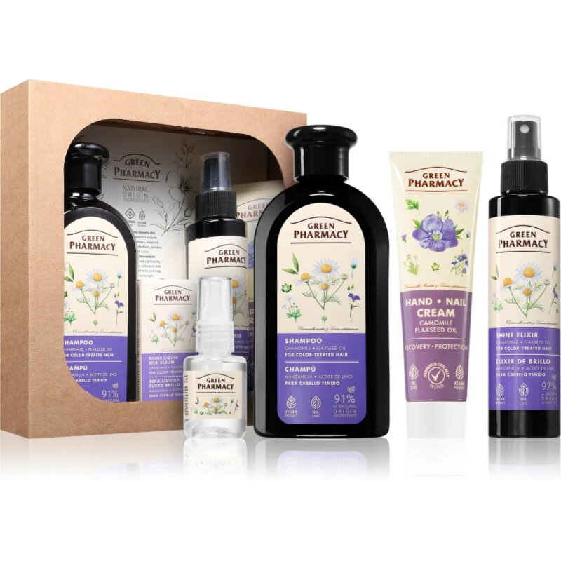 Green Pharmacy Chamomile & Flaxseed oil Set подаръчен комплект за боядисана коса