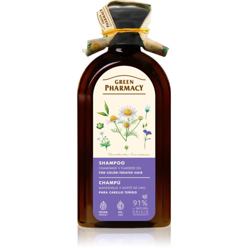 Green Pharmacy Chamomile & Linseed Oil Shampoo грижовен шампоан за боядисана коса 350 мл.