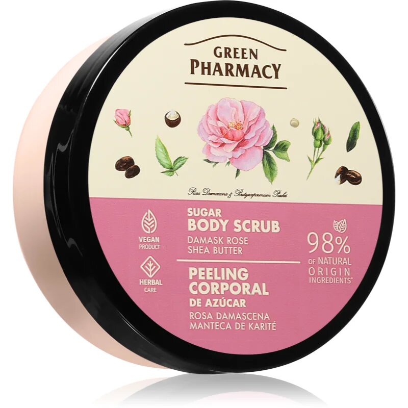 Green Pharmacy Damask Rose & Shea Butter Body Scrub захарен скраб за тяло 200 мл.