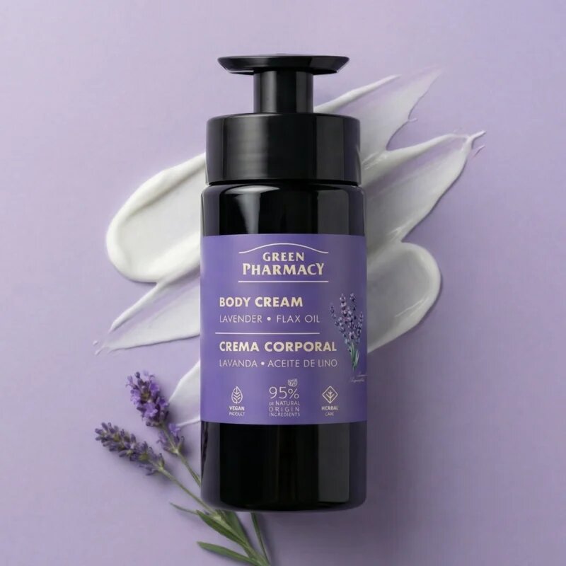 Green Pharmacy Lavender & Flax Oil крем за тяло 739 мл.