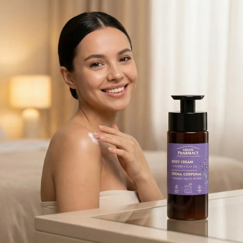 Green Pharmacy Lavender & Flax Oil крем за тяло 739 мл.