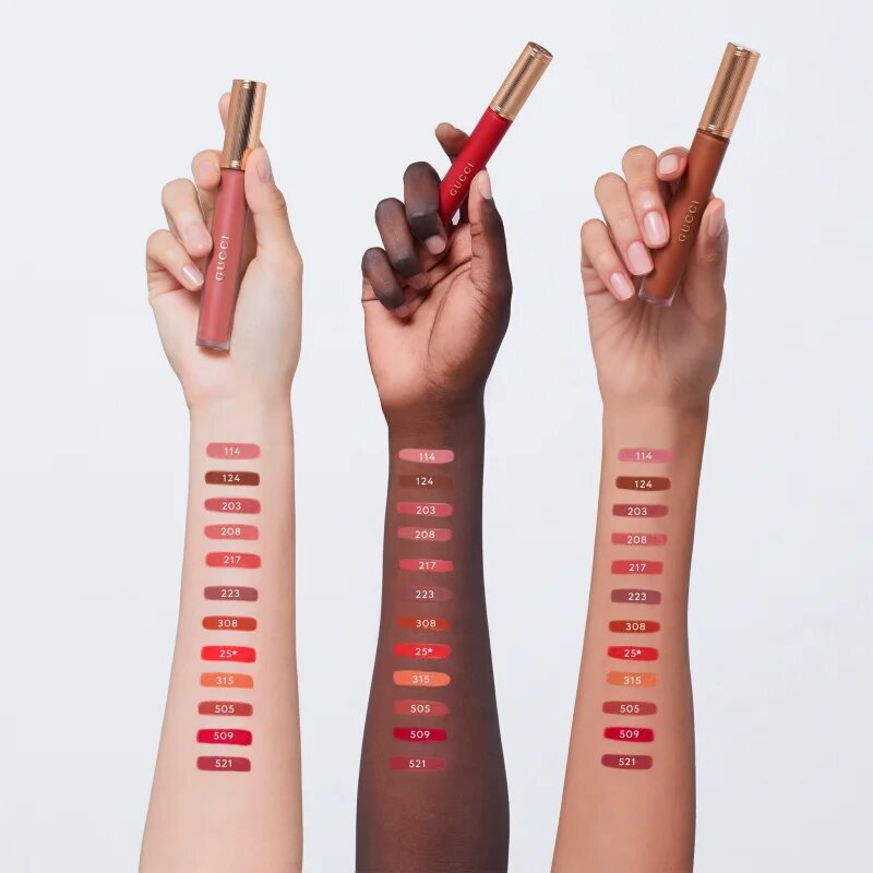 Gucci Beauty Rouge à Lèvres Matte Lipstick матиращо течно червило цвят 308 Lucy Dark Orange 6.5 мл.