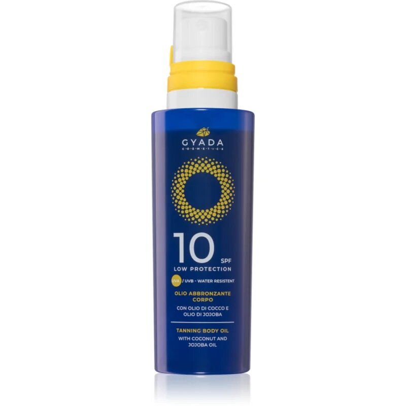 Gyada Cosmetics Solar Low Protection масло за грижа и придобиване на тен за тяло SPF 10 150 мл.