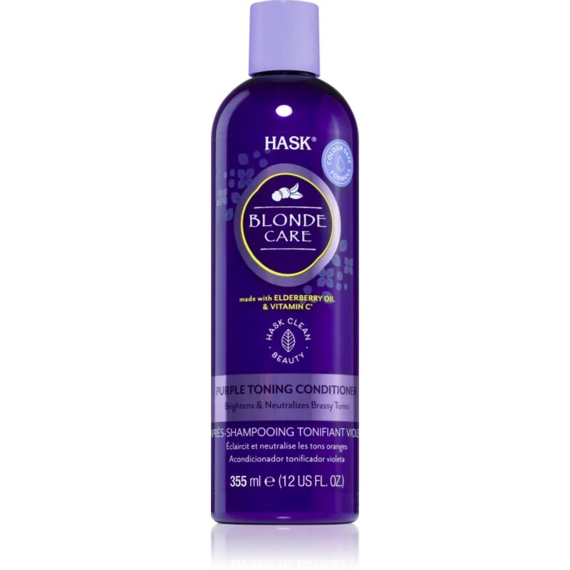 HASK Blonde Care Purple Shampoo балсам за руса коса неутрализиращ жълтеникавите оттенъци 355 мл.