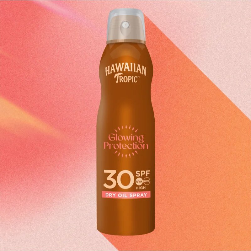 Hawaiian Tropic Glowing Protection Dry Oil Spray сухо масло за слънчеви бани в спрей SPF 30 180 мл.