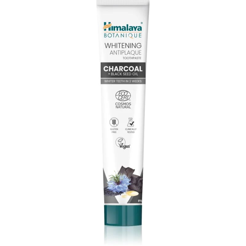 Himalaya Herbals Whitening Antiplaque Charcoal + Black Seed Oil избелваща паста за зъби с активен въглен 75 мл.