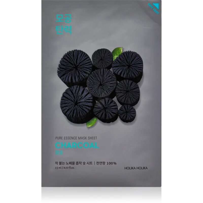 Holika Holika Pure Essence Charcoal почистваща платнена маска с активен въглен 23 мл.