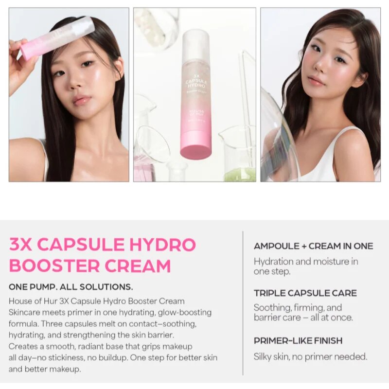 House of Hur 3X Capsule Hydro Booster Cream хидратираща основа за освежаване и изглаждане на кожата 50 мл.