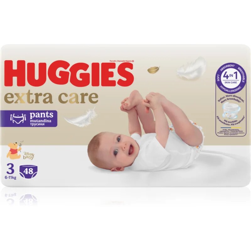 Huggies Extra Care Pants Size 3 еднократни пелени гащички 6 - 11 kg 48 бр.