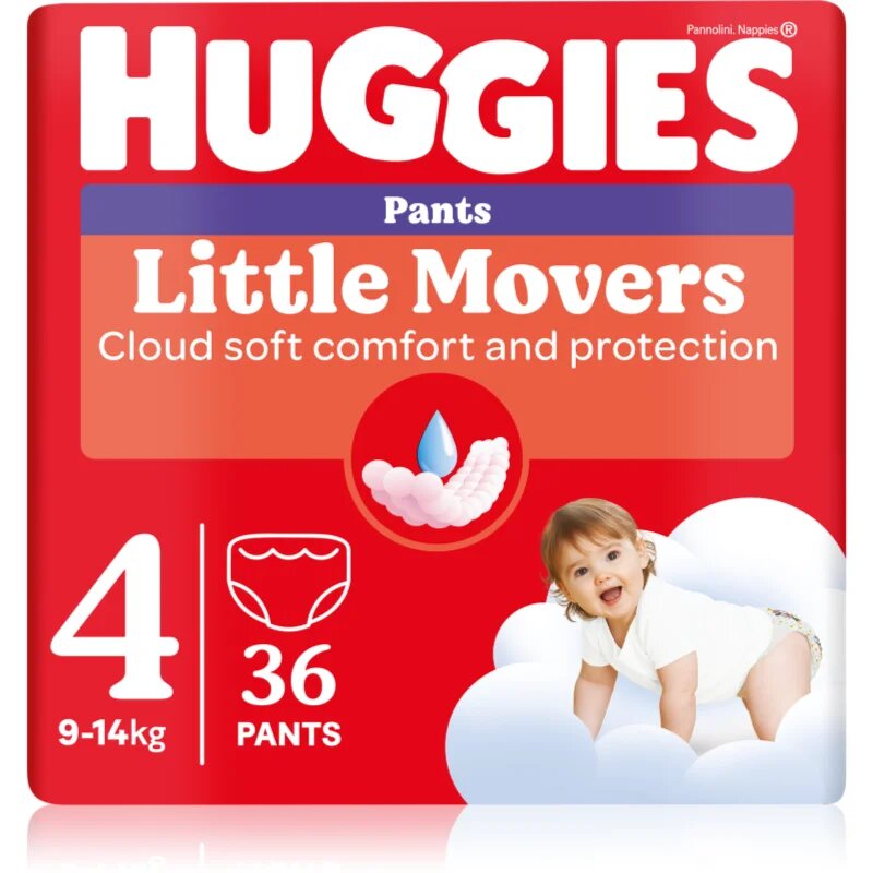 Huggies Little Movers Pants еднократни пелени гащички 9-14 kg 36 бр.