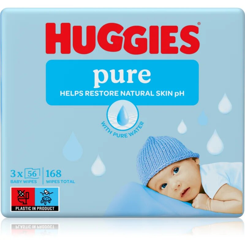 Huggies Pure почистващи кърпички 3x56 бр.