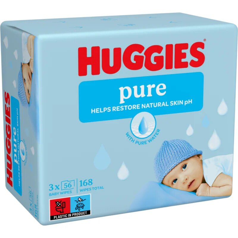 Huggies Pure почистващи кърпички 3x56 бр.