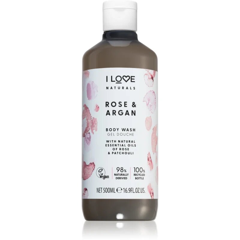 I Love Naturals Rose & Argan опияняващ душ гел с аромат на рози 500 мл.
