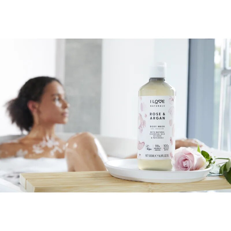 I Love Naturals Rose & Argan опияняващ душ гел с аромат на рози 500 мл.