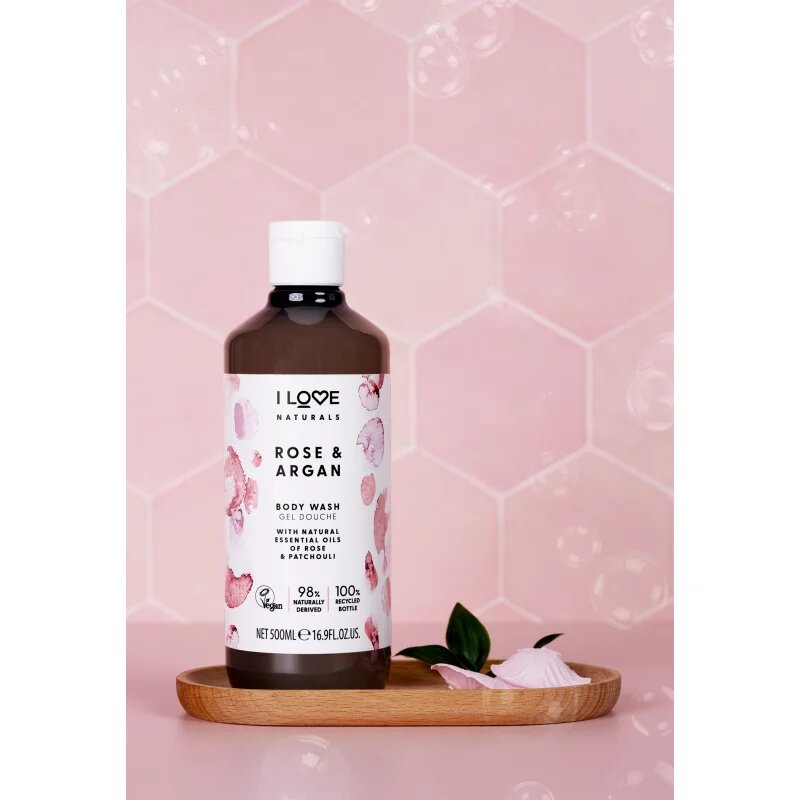 I Love Naturals Rose & Argan опияняващ душ гел с аромат на рози 500 мл.